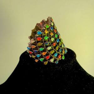 Mexican.925 silver cuff w multi colored opals/stones